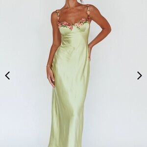 Elegant Green Floral Dress